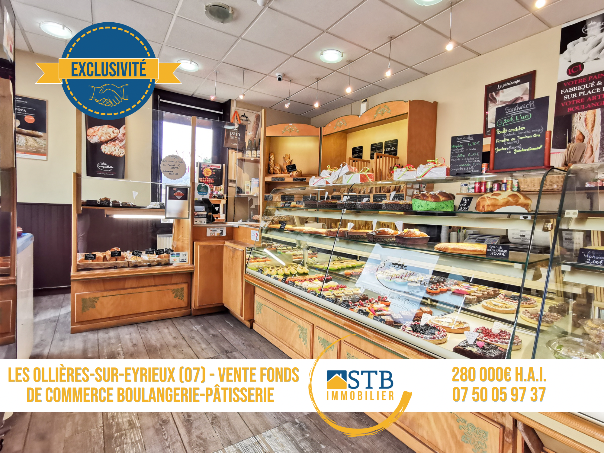 Fonds de commerce boulangerie-pâtisserie Les Ollières-sur-Ey